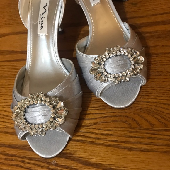 New Nina Silver 7.5 D’Orsay Bridesmaid Bridal - Picture 2 of 7